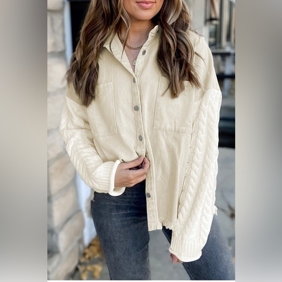 Blu Trends Jackets & Blazers - Cream Denim n Sweater Jacket🔥